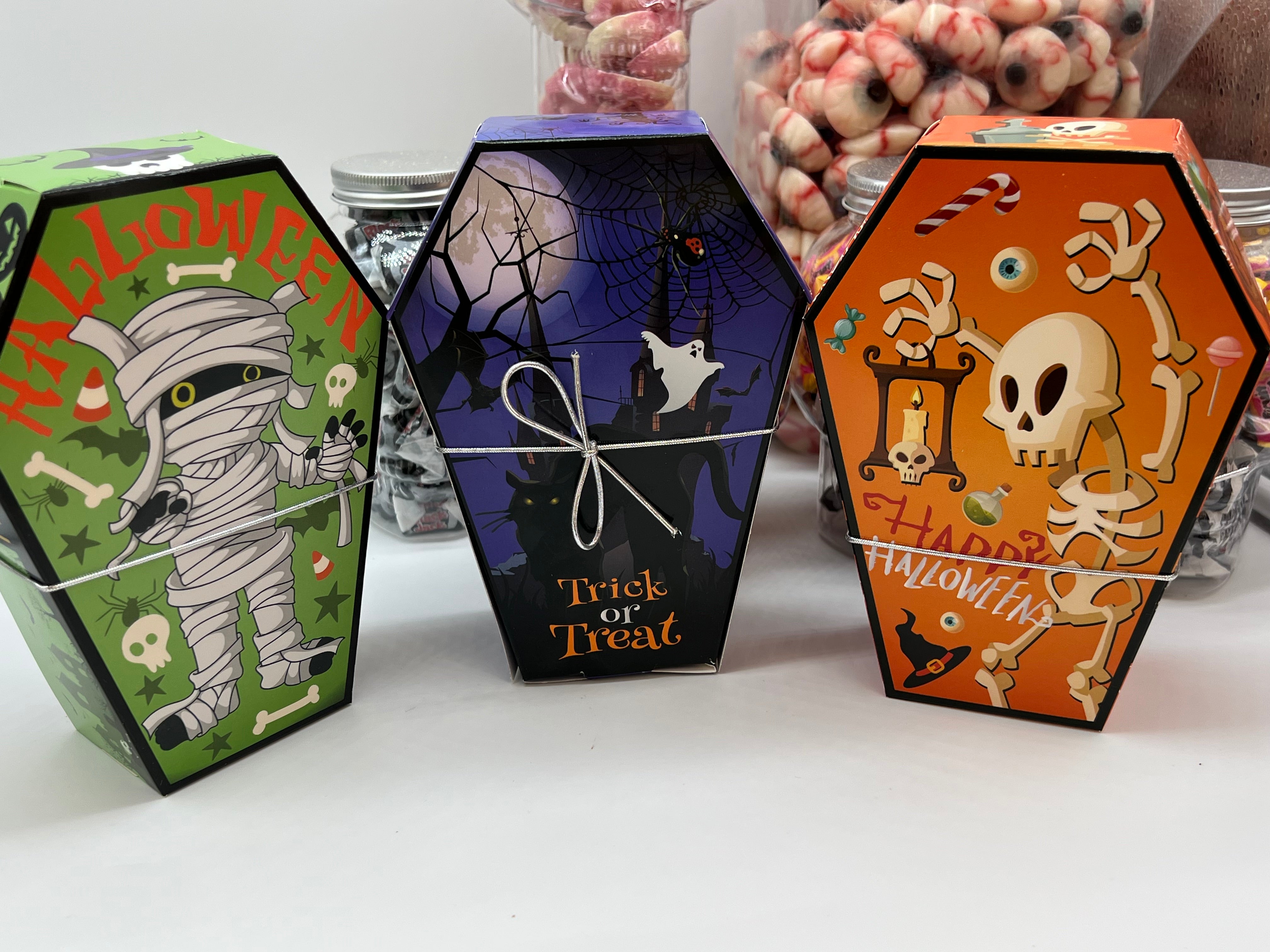 MJ's Halloween Coffin boxes filled with sweets